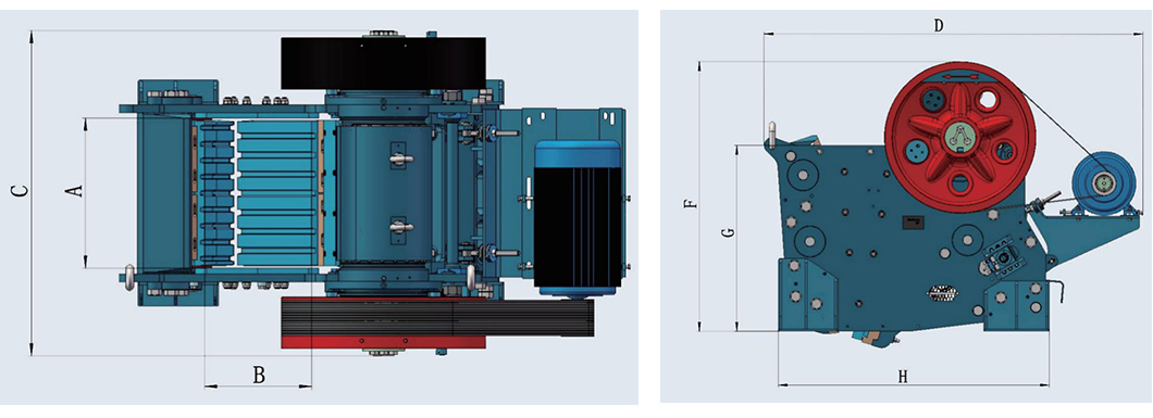 MC 系列顎式破碎機(jī)外觀尺寸圖